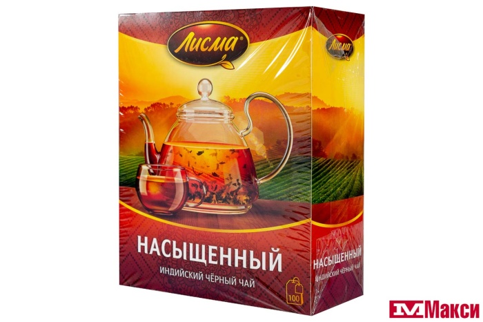 ЧАЙ "ЛИСМА" ИНДИЙСКИЙ НАСЫЩЕННЫЙ ЧЕРНЫЙ 100 ПАКЕТИКОВ (МАЙ)