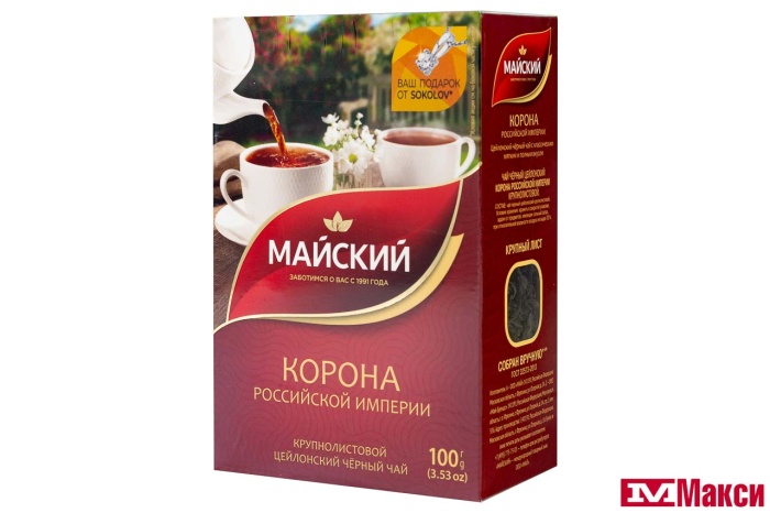 ЧАЙ "КОРОНА РОССИЙСКОЙ ИМПЕРИИ" ЦЕЙЛОНСКИЙ ЧЕРНЫЙ КРУПНОЛИСТОВОЙ 100Г (МАЙ)