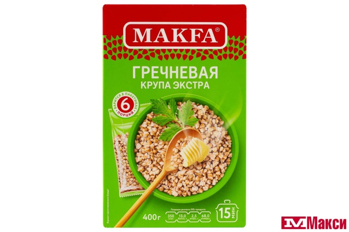 КРУПА ГРЕЧА "МАКФА" 400Г ВАРОЧНЫЕ ПАКЕТЫ