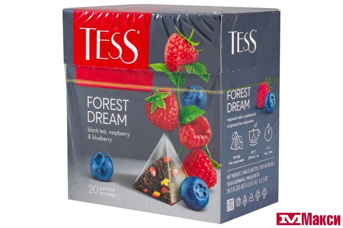 ЧАЙ "TESS" FOREST DREAM ЧЕРНЫЙ С МАЛИНОЙ И АРОМАТОМ ЧЕРНИКИ 20 ПАКЕТИКОВ-ПИРАМИДОК (ОРИМИ-ТРЭЙД)