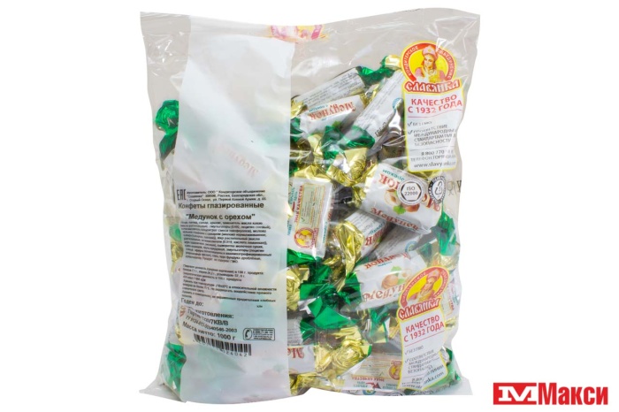 ШОКОЛАДНЫЕ КОНФЕТЫ "МЕДУНОК" С ОРЕХОМ 1КГ (СЛАВЯНКА)