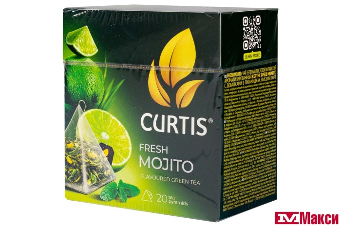 ЧАЙ "CURTIS" ФРЕШ МОХИТО ЗЕЛЕНЫЙ С ЦЕДРОЙ ЦИТРУСОВЫХ И АРОМАТОМ МОХИТО 20 ПАКЕТИКОВ-ПИРАМИДОК (МАЙ)