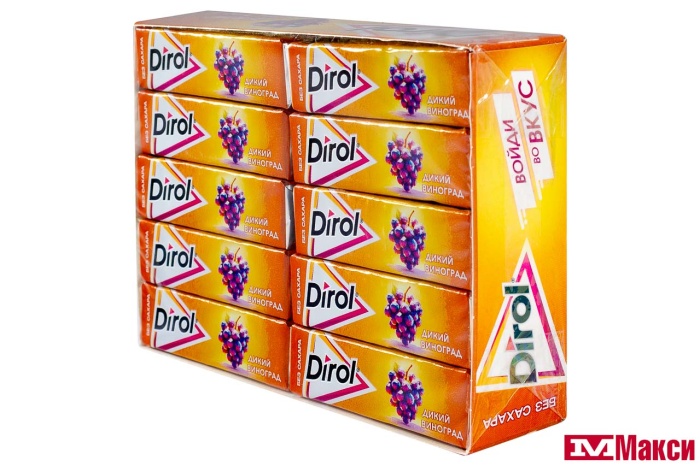 ЖЕВАТЕЛЬНАЯ РЕЗИНКА "DIROL" ПОДУШЕЧКИ 13,6Г (МОН' ДЭЛИС РУСЬ)(дикий виноград)