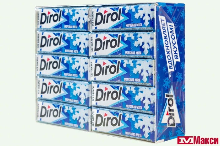 ЖЕВАТЕЛЬНАЯ РЕЗИНКА "DIROL" ПОДУШЕЧКИ 13,6Г (МОН' ДЭЛИС РУСЬ)(морозная мята)