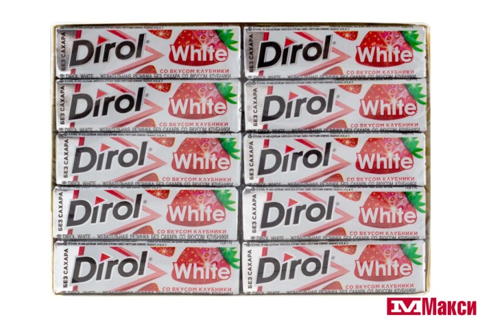 ЖЕВАТЕЛЬНАЯ РЕЗИНКА "DIROL" ПОДУШЕЧКИ 13,6Г (МОН' ДЭЛИС РУСЬ)(клубничная поляна white (отбеливающая))