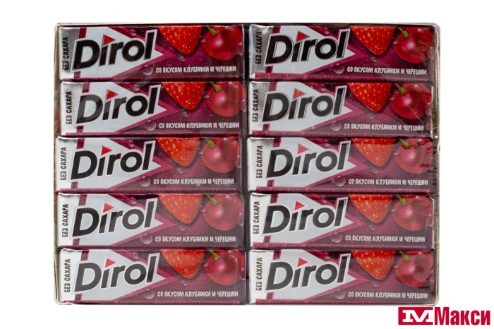 ЖЕВАТЕЛЬНАЯ РЕЗИНКА "DIROL" ПОДУШЕЧКИ 13,6Г (МОН' ДЭЛИС РУСЬ)(клубника и черешня)