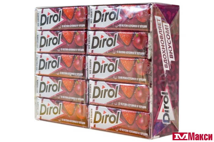 ЖЕВАТЕЛЬНАЯ РЕЗИНКА "DIROL" ПОДУШЕЧКИ 13,6Г (МОН' ДЭЛИС РУСЬ)(клубника и черешня)