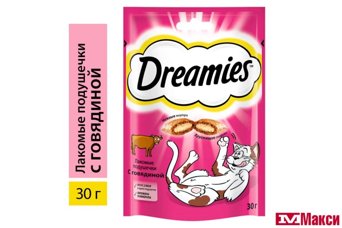 ЛАКОМСТВО Д/КОШЕК "DREAMIES" 30Г В АССОРТ.(с говядиной)