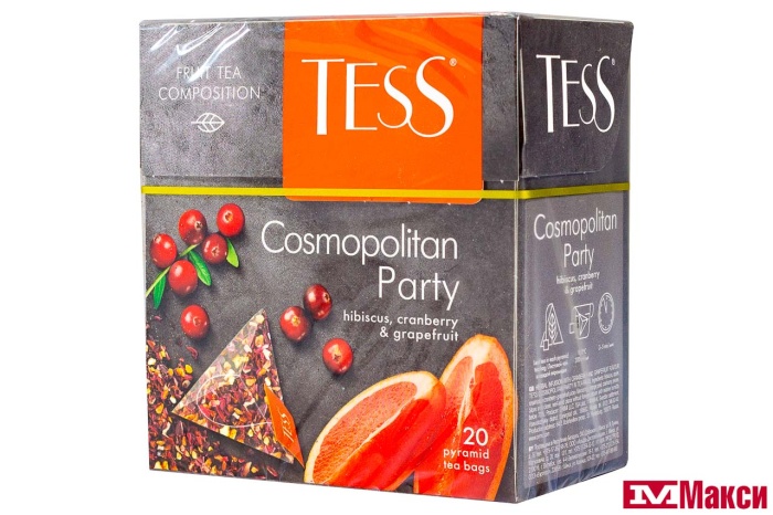 НАПИТОК ЧАЙНЫЙ "TESS" COSMOPOLITAN PARTY С АРОМАТОМ КЛЮКВЫ И ГРЕЙПФРУТА 20 ПИРАМИДОК (ОРИМИ-ТРЕЙД)