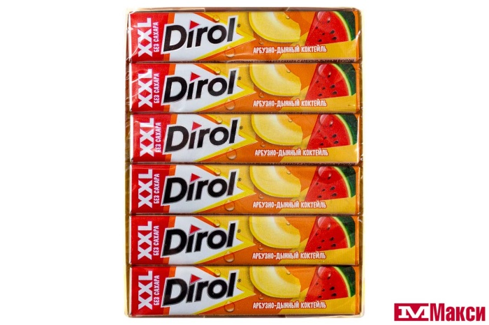 ЖЕВАТЕЛЬНАЯ РЕЗИНКА "DIROL" XXL 19Г (МОН' ДЭЛИС РУСЬ)(арбузно-дынный коктейль)