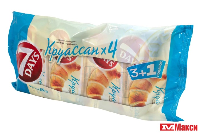 КРУАССАНЫ "7 DAYS SINGLE" 65ГХ3+1 (МУЛЬТИУПАКОВКА) В АССОРТ.(вареная сгущенка)