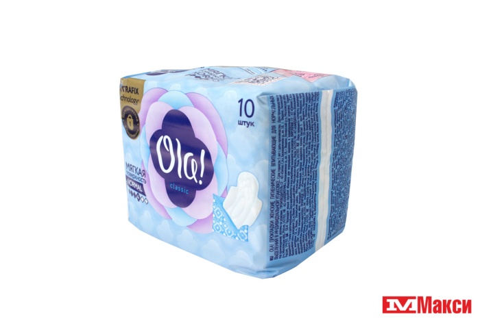 ПРОКЛАДКИ ГИГИЕНИЧЕСКИЕ "OLA" CLASSIC WINGS NORMAL SINGLES МЯГКАЯ ПОВЕРХНОСТЬ 10ШТ