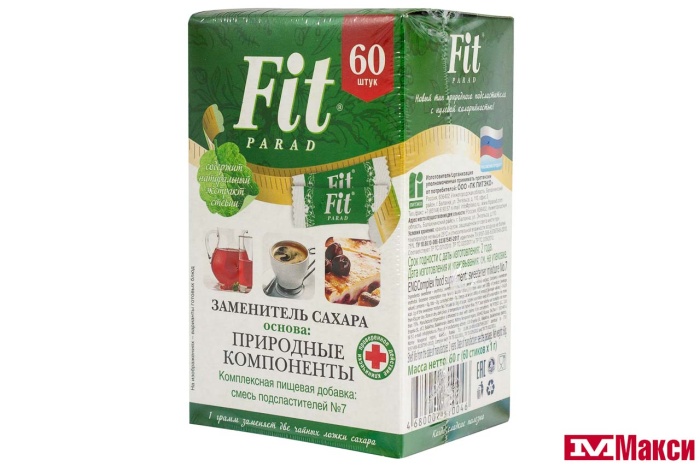 ЗАМЕНИТЕЛЬ САХАРА "FIT PARAD" №7 НА ОСНОВЕ ЭРИТРИТОЛА 60ШТ (ПИТЭКО)