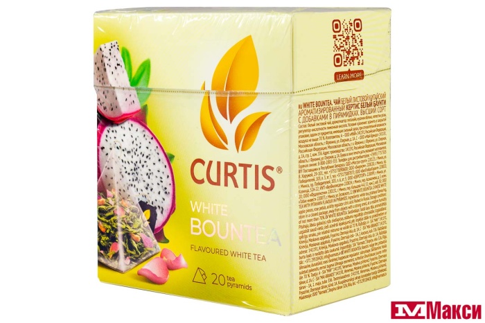 ЧАЙ "CURTIS" WHITE BOUNTEA БЕЛЫЙ СО ВКУСОМ ПИТАХАЙИ 20 ПИРАМИДОК (МАЙ)