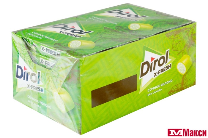 ЖЕВАТЕЛЬНАЯ РЕЗИНКА "DIROL" X-FRESH 16Г (МОН' ДЭЛИС РУСЬ)(сочное яблоко)