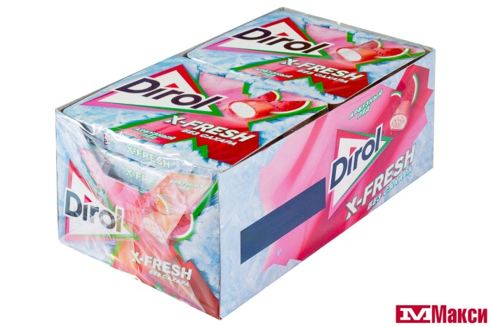 ЖЕВАТЕЛЬНАЯ РЕЗИНКА "DIROL" X-FRESH 16Г (МОН' ДЭЛИС РУСЬ)(арбузный лед)