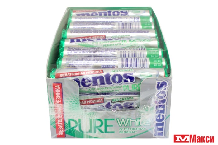 ЖЕВАТЕЛЬНАЯ РЕЗИНКА "MENTOS" РОЛЛ 15,5Г (VAN MELLE)(нежная мята)