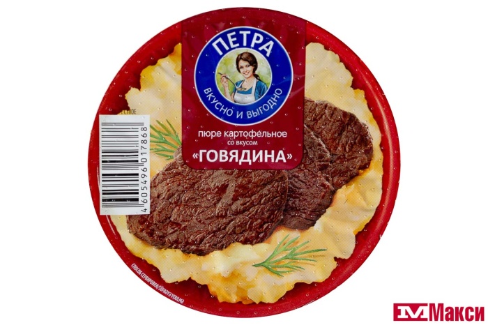 ПЮРЕ КАРТОФЕЛЬНОЕ БЫСТРОГО ПРИГОТОВЛЕНИЯ "ПЕТРА" В АССОРТИМЕНТЕ 35Г (РОЛЛТОН)(говядина)