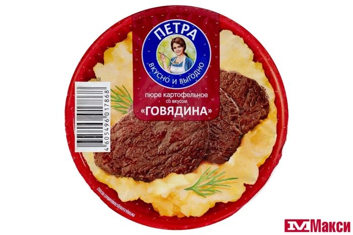 ПЮРЕ КАРТОФЕЛЬНОЕ БЫСТРОГО ПРИГОТОВЛЕНИЯ "ПЕТРА" В АССОРТИМЕНТЕ 35Г (РОЛЛТОН)(говядина)