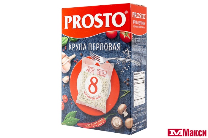 КРУПА ПЕРЛОВАЯ (НАЦИОНАЛЬ) "PROSTO" 500Г ВАРОЧНЫЕ ПАКЕТЫ