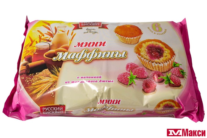 ИЗДЕЛИЕ СДОБНОЕ  "МИНИ-МАФФИНЫ" 200Г В АССОРТИМЕНТЕ (РУССКИЙ БИСКВИТ)(малиновый джем)