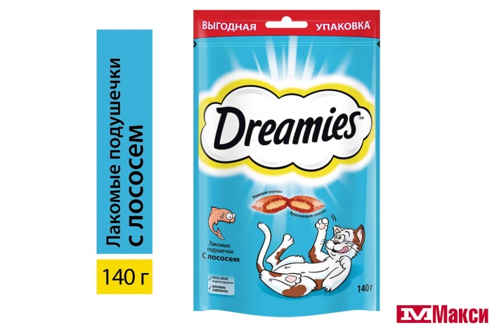 ЛАКОМСТВО Д/КОШЕК "DREAMIES" 140Г В АССОРТИМЕНТЕ(лосось)