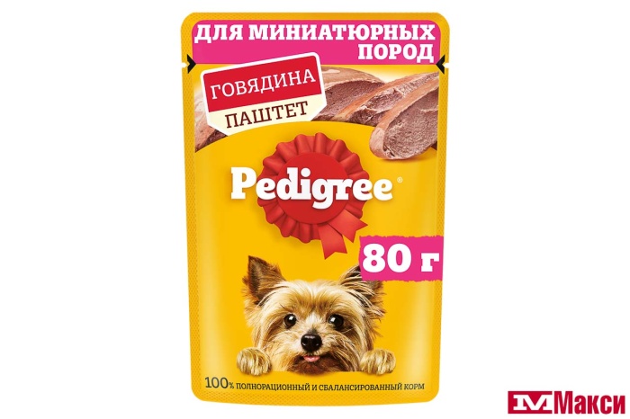 КОРМ Д/СОБАК "ПЕДИГРИ" ДЛЯ СОБАК МИНИ ПОРОД 80Г (паштет с говядиной)
