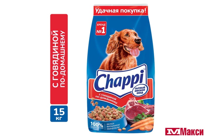 КОРМ ДЛЯ СОБАК СУХОЙ "ЧАППИ" В АССОРТИМЕНТЕ 15КГ ПАКЕТ(с говядиной по-домашнему)