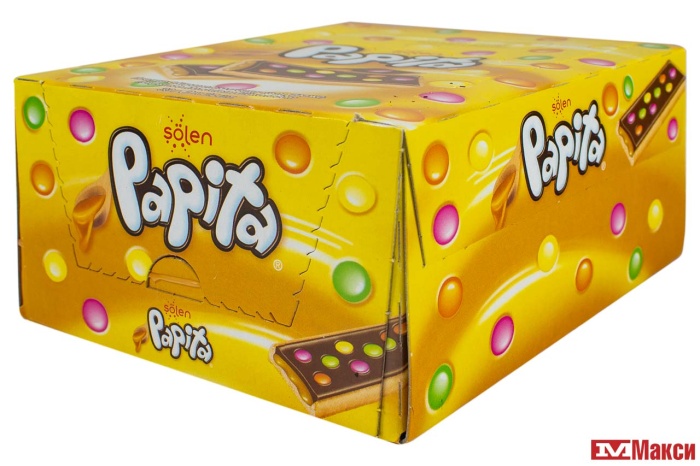 ПЕЧЕНЬЕ "PAPITA" 33Г (SOLEN)(с карамелью и сахарным драже в молочном шоколаде)