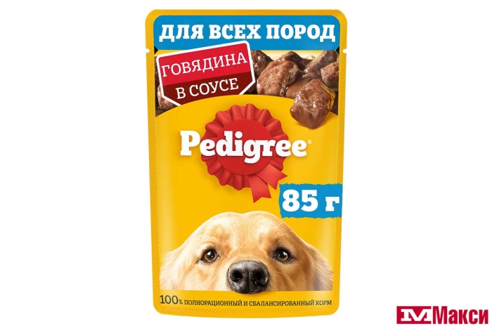 КОРМ ДЛЯ СОБАК "ПЕДИГРИ" ДЛЯ ВЗРОСЛЫХ СОБАК 85Г(с говядиной в соусе)