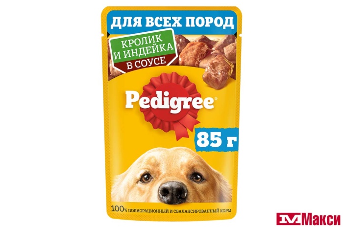 КОРМ ДЛЯ СОБАК "ПЕДИГРИ" ДЛЯ ВЗРОСЛЫХ СОБАК 85Г(с кроликом и индейкой в соусе)
