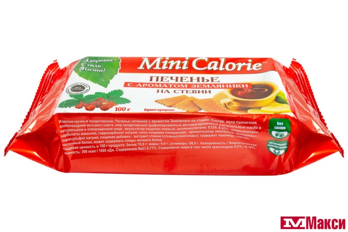 ПЕЧЕНЬЕ (ДИЕТ ПРОМ) "MINI CALORIE" С АРОМАТОМ ЗЕМЛЯНИКИ НА СТЕВИИ 100Г