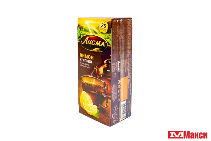 ЧАЙ "ЛИСМА" ЛИМОН ЧЕРНЫЙ КРЕПКИЙ 25 ПАКЕТИКОВ (МАЙ)