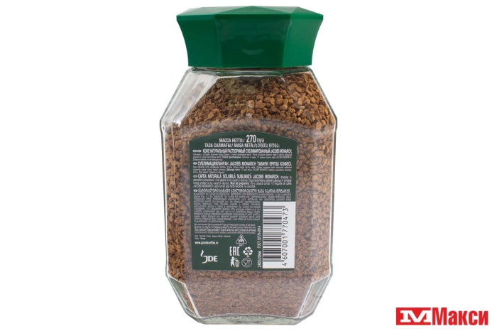 КОФЕ СУБЛИМ. (JDE) "MONARCH" ORIGINAL 270Г СТ/Б