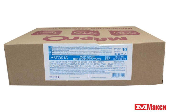 МАРГАРИН "АСТОРИЯ" ДЛЯ СЛОЕНОГО ТЕСТА 82% 10КГ (НМЖК)