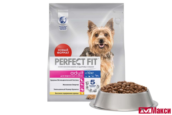 КОРМ "PERFECT FIT" ДЛЯ ВЗРОСЛЫХ СОБАК МЕЛКИХ И МИНИАТЮРНЫХ ПОРОД 1,2КГ(с курицей)