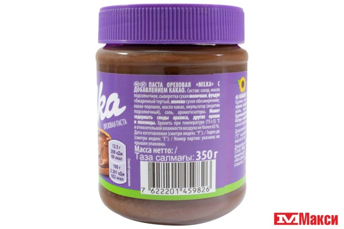 ПАСТА "МИЛКА" ОРЕХОВАЯ С ДОБАВЛЕНИЕМ КАКАО 350Г СТ/Б (МОН' ДЭЛИС РУСЬ)