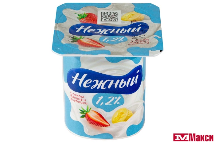 ПРОДУКТ ЙОГУРТНЫЙ С СОКОМ "НЕЖНЫЙ" 1,2% 100Г (CAMPINA) (БЗМЖ)(банан-клубника)