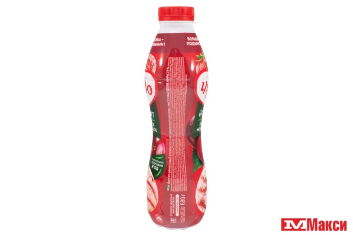 ЙОГУРТ ПИТЬЕВОЙ "ЧУДО" 1,9% 680Г (ВБД) (БЗМЖ) (ягодное мороженое)