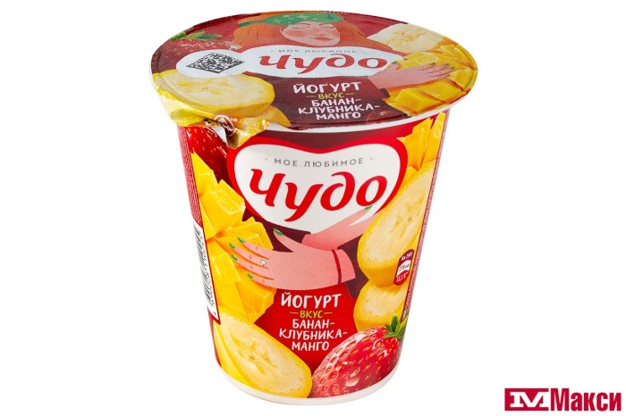 ЙОГУРТ "ЧУДО" ФРУКТОВЫЙ 2% 290Г (ВБД) (БЗМЖ)(банан-клубника-манго)