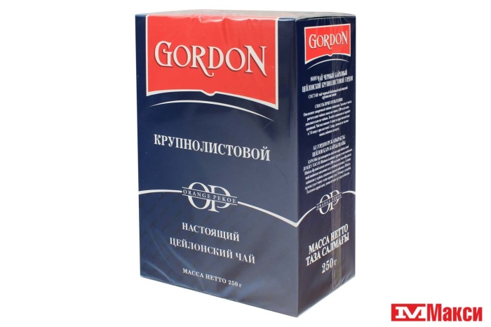 ЧАЙ ЧЕРНЫЙ "GORDON" ЦЕЙЛОНСКИЙ КРУПНЫЙ ЛИСТ 250Г 