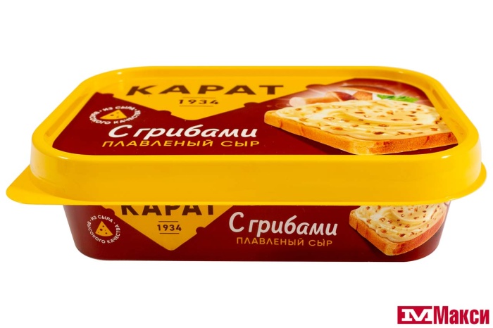 СЫР ПЛАВЛЕНЫЙ "СЛИВОЧНЫЙ" С ГРИБАМИ 45% 200Г (КАРАТ) (БЗМЖ)