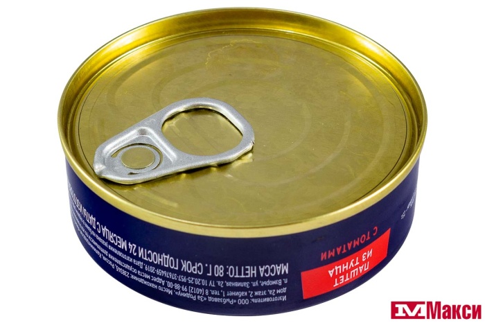 ПАШТЕТ "FISH POINT" ИЗ ФИЛЕ ТУНЦА ПОЛОСАТОГО С ТОМАТАМИ 80Г Ж/Б (ЗА РОДИНУ)