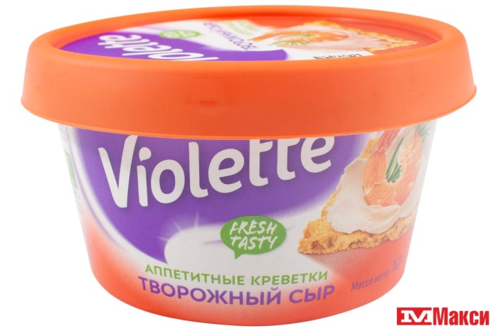 СЫР ТВОРОЖНЫЙ "VIOLETTE" С КРЕВЕТКАМИ 70% 140Г (КАРАТ) (БЗМЖ)