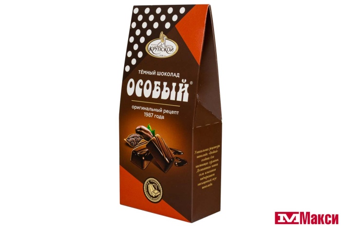ШОКОЛАДНЫЕ КОНФЕТЫ "ОСОБЫЙ" ТЕМНЫЙ ШОКОЛАД 146Г (КРУПСКАЯ)