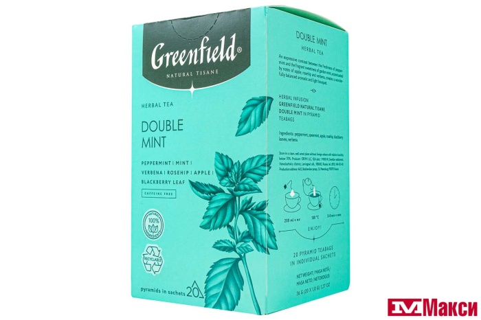 НАПИТОК ЧАЙНЫЙ "GREENFIELD" NATURAL TISANE DOUBLE MINT 20ПИРАМИДОК (ОРИМИ-ТРЭЙД) 