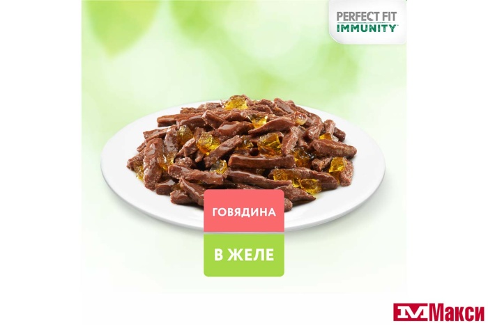 КОРМ Д/КОШЕК "PERFECT FIT" ИММУНИТЕТ Д/ВЗРОСЛЫХ КОШЕК 75Г ПАУЧ(говядина, лен)