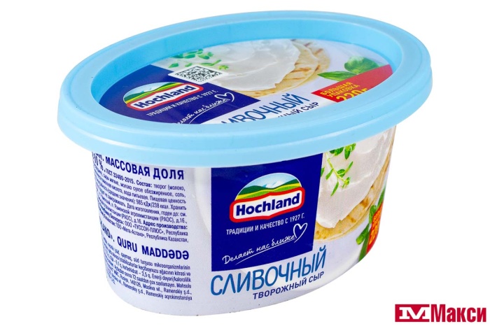 СЫР ТВОРОЖНЫЙ "ХОХЛАНД" СЛИВОЧНЫЙ 60% 220Г (HOCHLAND) (БЗМЖ)
