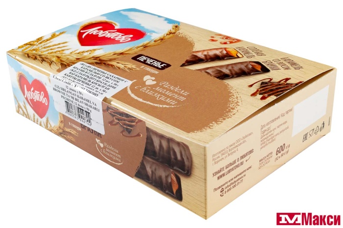 ПЕЧЕНЬЕ С КАРАМЕЛЬЮ СО ВКУСОМ БРАУНИ В ГЛАЗУРИ 50Г (ЛЮБЯТОВО)