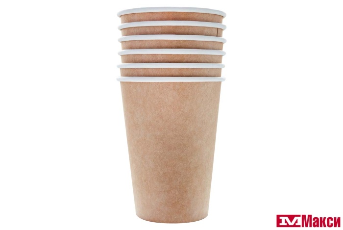 ПОСУДА: СТАКАН ОДНОРАЗОВЫЙ КАРТОННЫЙ 350МЛ 6ШТ (СЕМЬЯ ДОВОЛЬНА)(крафт)